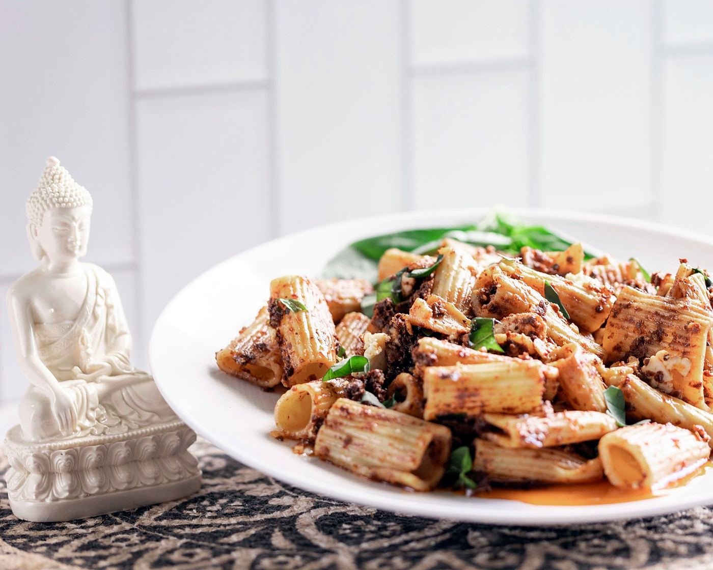 Commercial food photo of a pasta dish
