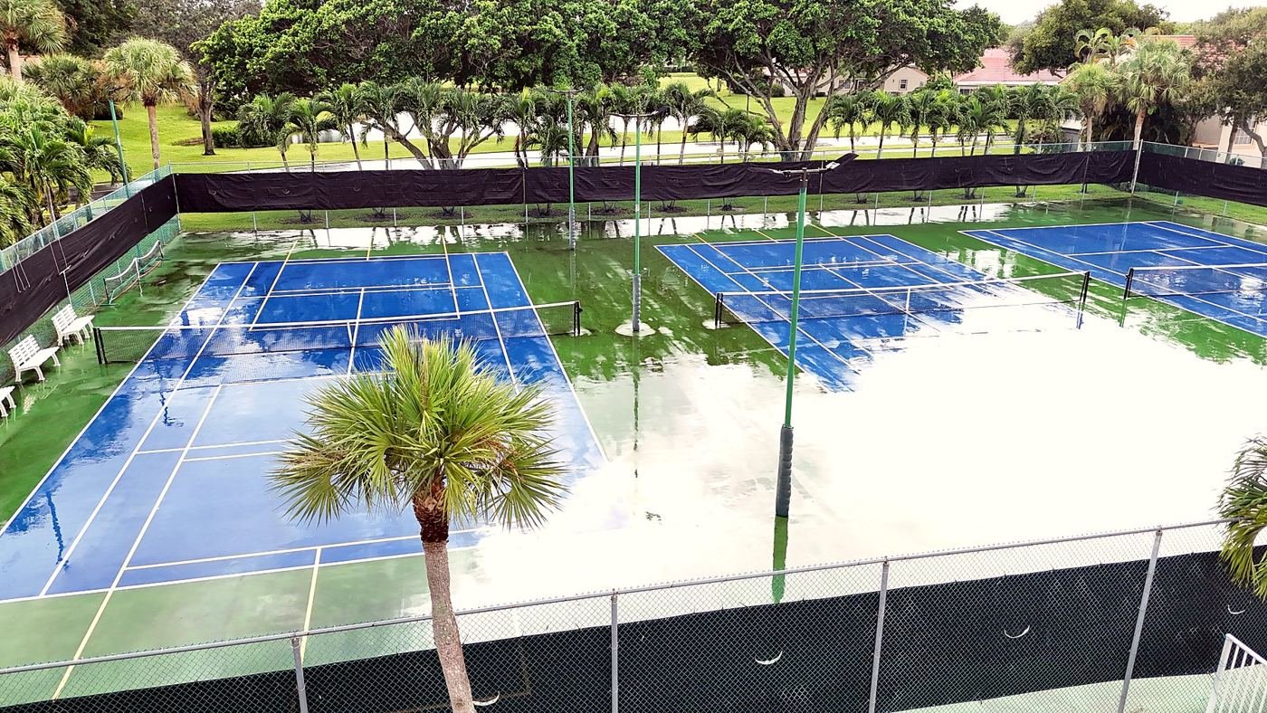 Aerial drone photo of tennis courts